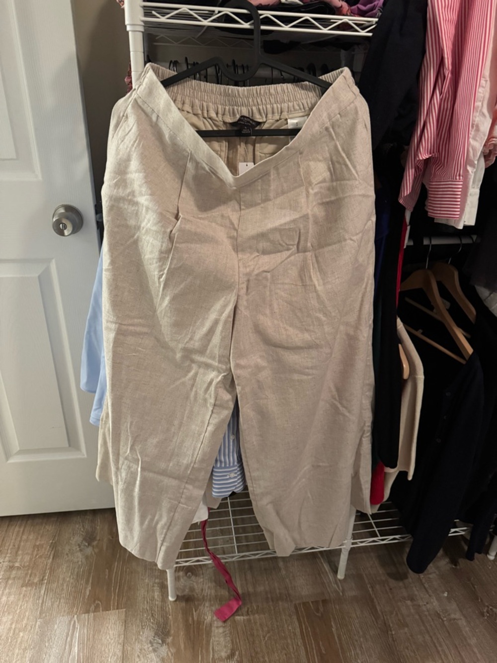 NWT- Banana Republic Cream Wide-Leg Linen-Blend Pants